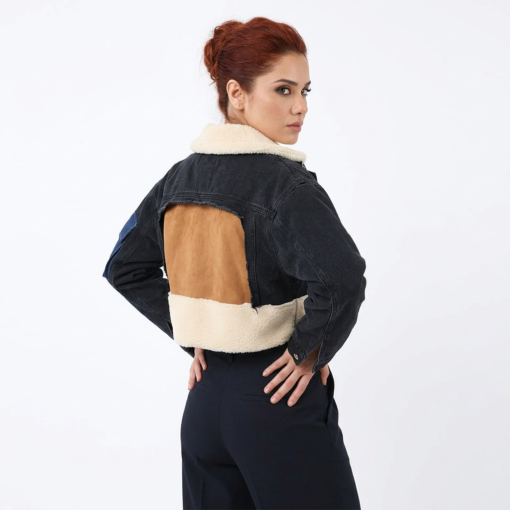 Daisy Women's Wool Coat | Slim Fit, Chic Patchwork Design