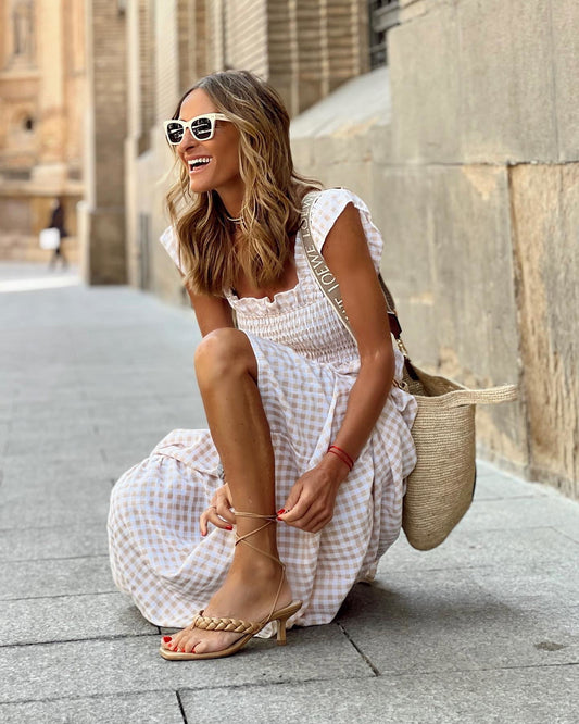 Elena Women's Ruffled Maxi Dress - styled view