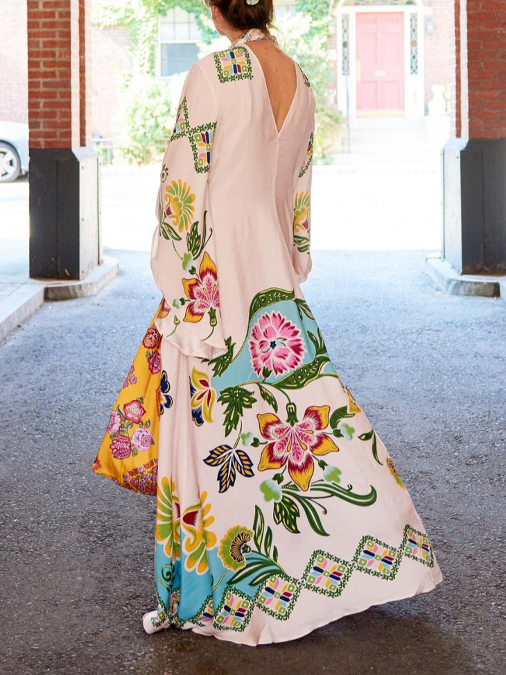 Maya Women's Floral Maxi Dress - flat lay