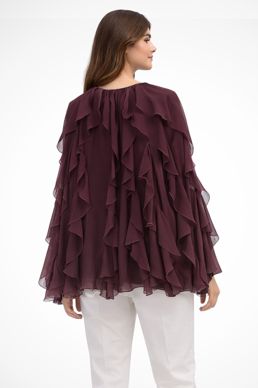 Nora Women's Ruffled Blouse - styled view