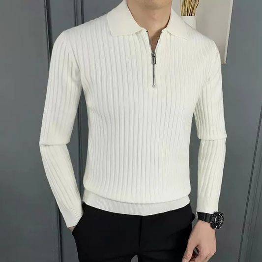 Lila Women's Ribbed Knit Knit Polo - styled view