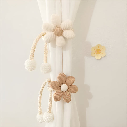 Whimsical Flower Curtain Tie Backs | Pearl Buckle, Embroidered