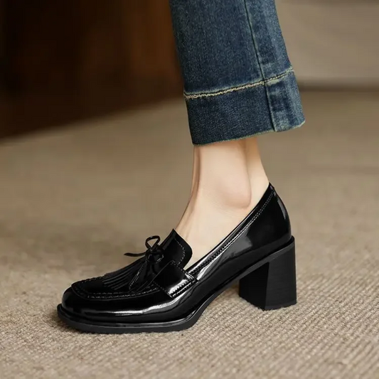 Nell Women's Block Heel Loafers - styled view