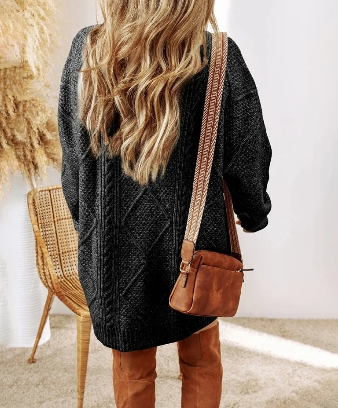 Violette Women's Cable Knit Sweater - styled view