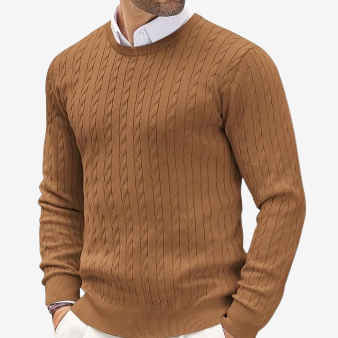 Marlow Men's Cable Knit Sweater - close-up detail