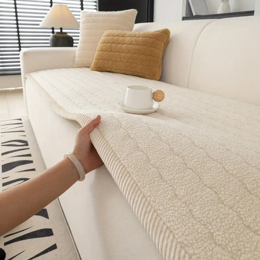Chic Thick Plush Sofa Cover | Soft Microfiber Protection with Non-Slip Backing | Pet-Friendly Comfort for Living Rooms 1