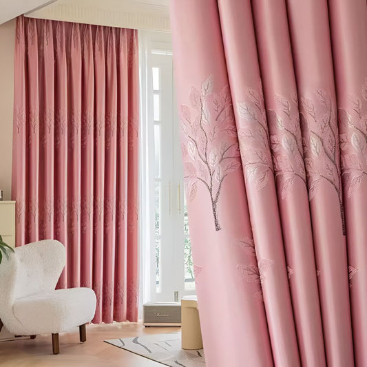 Elysian Leaf Blackout Curtains | Vine Embroidery, Thermal