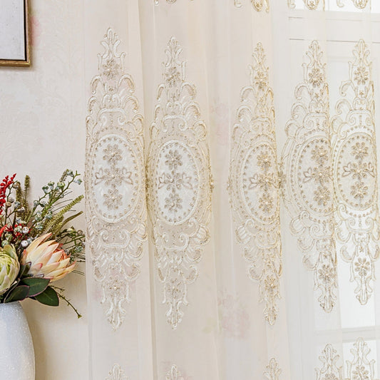 Elyvia Embroidered Sheer Lace Curtain | Tulle, Grommet Top
