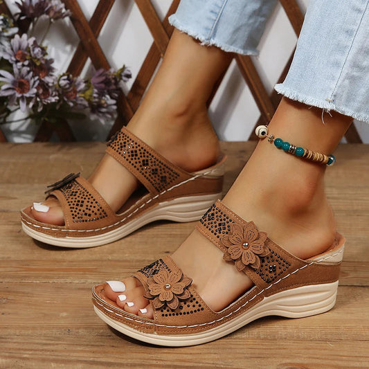 Xanthe Women's Floral Sandals - styled view