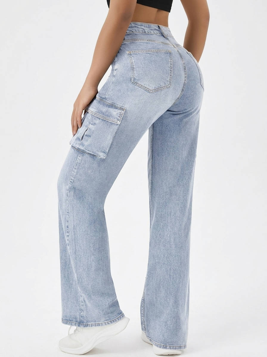 Vienna Women's Wide Leg Cargo Pants - flat lay