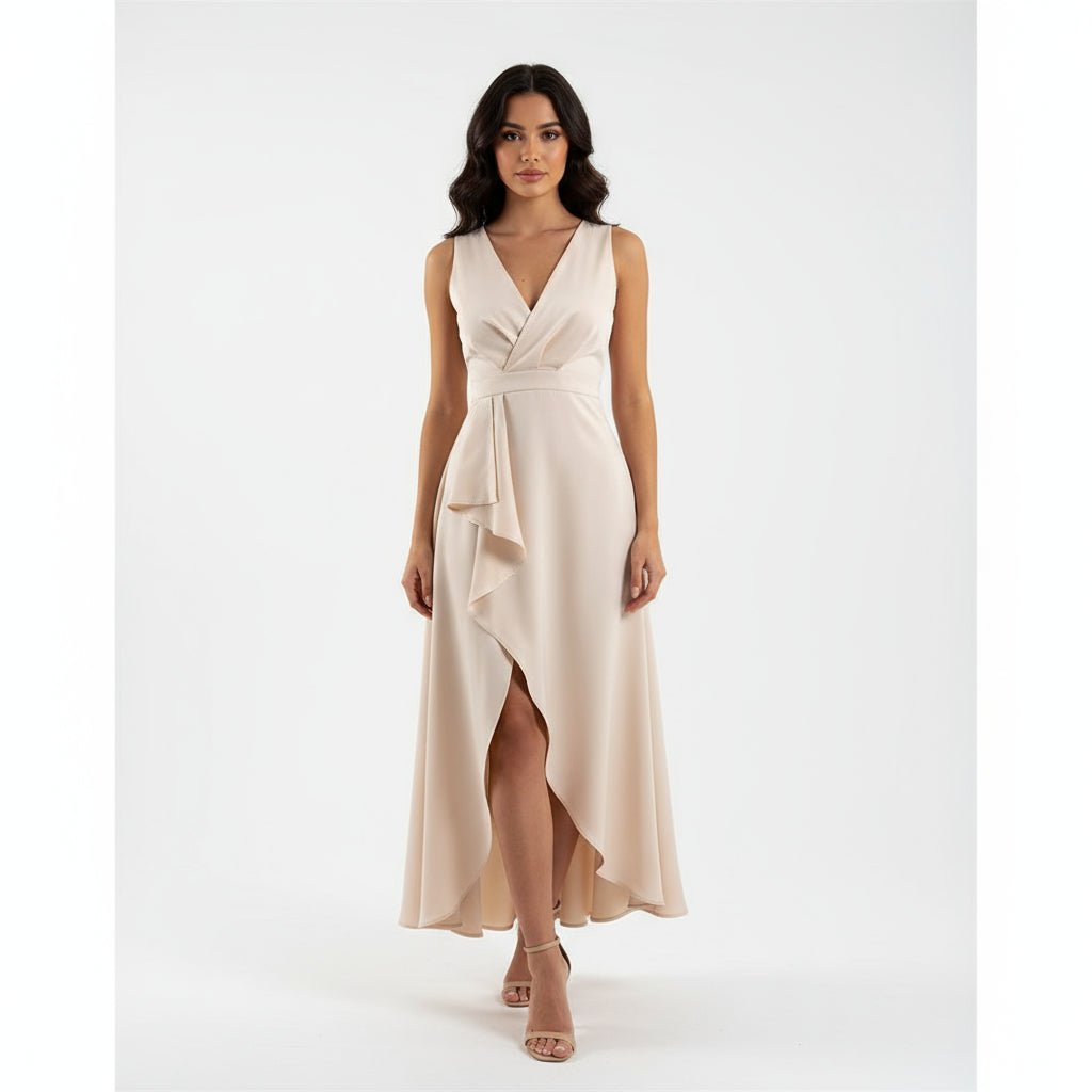 Grace Women's Maxi Dress | Elegant Wrap Design, V-Neckline, Asymmetrical Hem