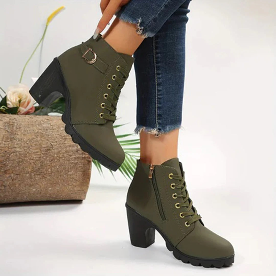 Vienna Women's Chunky Heel Ankle Boots - styled view