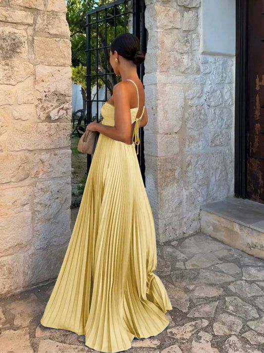 Freya Women's Pleated Maxi Dress - styled view