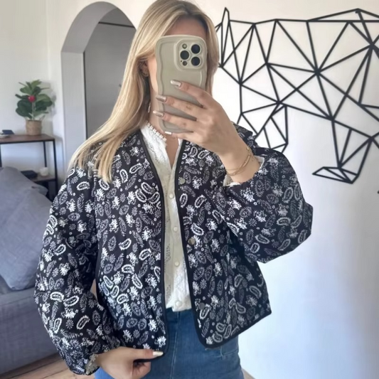 Rhea Women's Printed Jacket - styled view