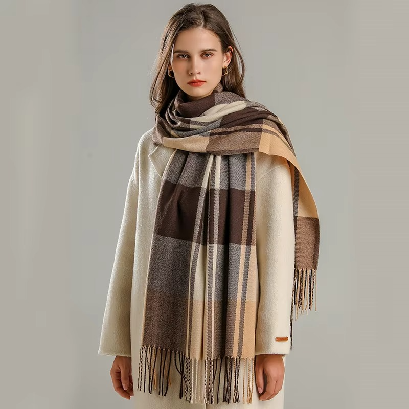 Tallulah Women's Plaid Scarf - styled view