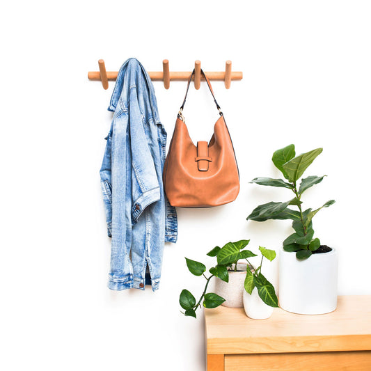 Stylish Wall Mounted Coat Rack with 5 Hooks – Natural Beechwood Hanger for Entryway, Bathroom, and Versatile Home Storage 1