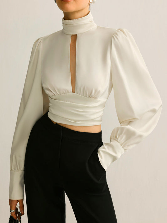 Kira Women's Pleated Blouse - styled view