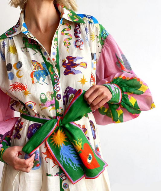 Vienna Women's Printed Maxi Dress - styled view