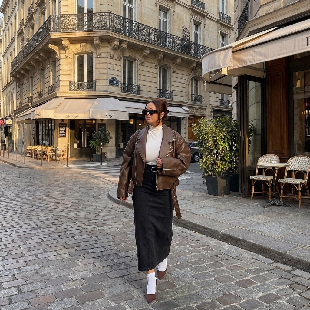 Veste moto courte femme Aria | Zip asymétrique, large col à revers