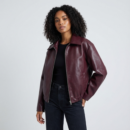 Veste courte Elowen pour femme | Fermeture éclair devant, col classique