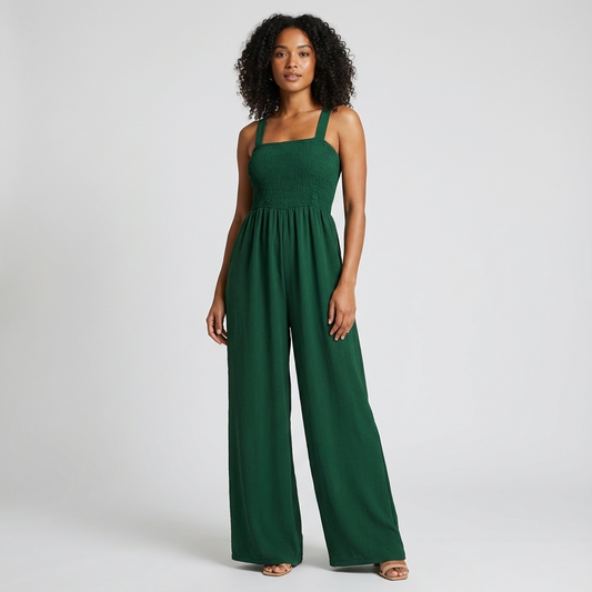 Lucia Women’s Jumpsuit | Smocked Bodice, Wide-Leg Silhouette