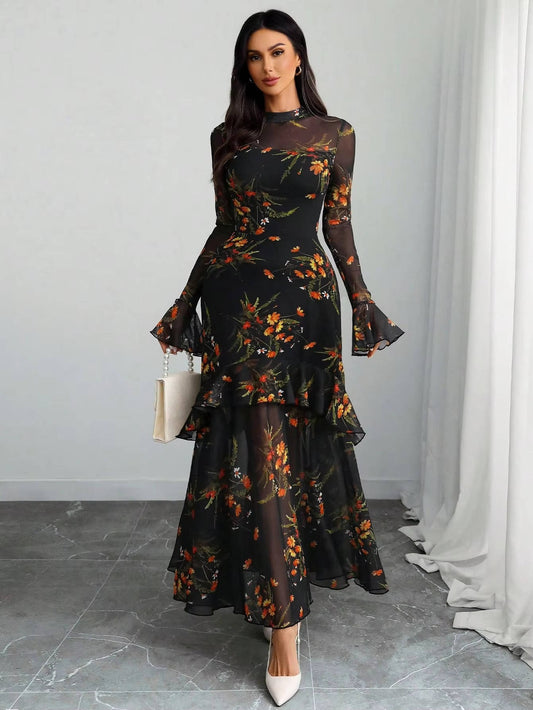 Ines Women's Ruffled Maxi Dress - styled view