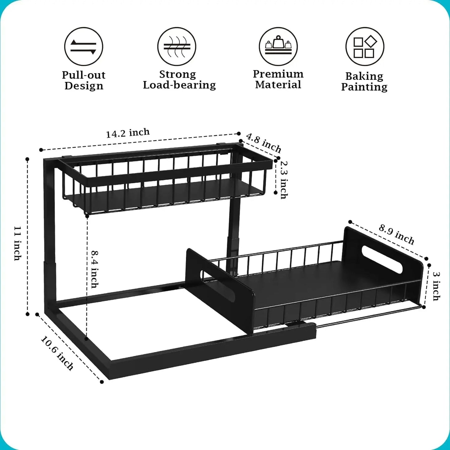 Slate Storage Organizer - full-length view