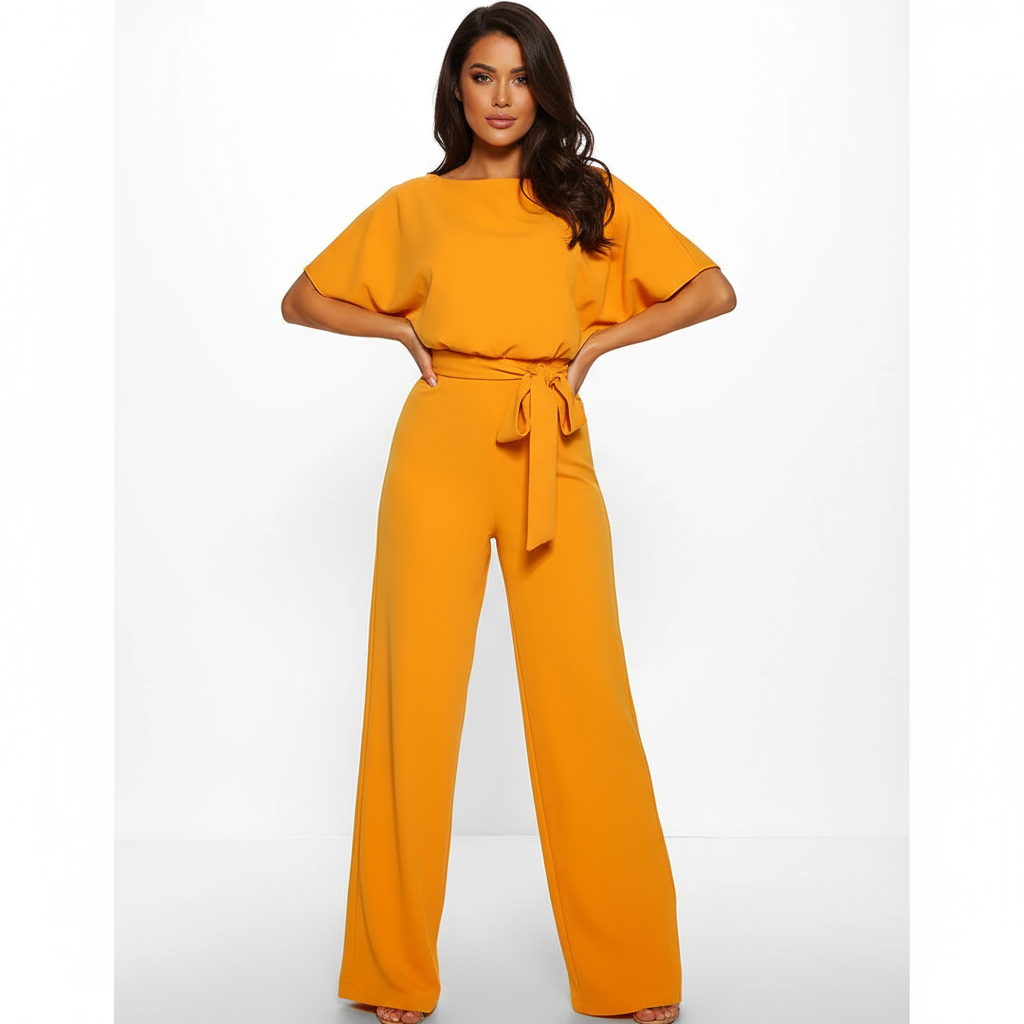 Daisy Women's Jumpsuit | Elegant Wide-Leg Design with Tie Sash