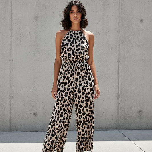 Laurel Women's Jumpsuit | Leopard Print, Wide Leg Design