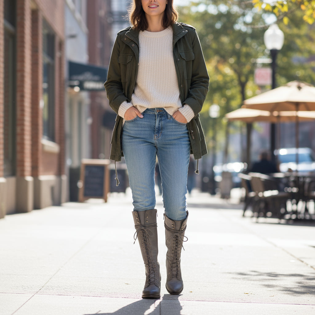 Sero Women's Knee High Boots | Lace-Up Front, Chunky Heel