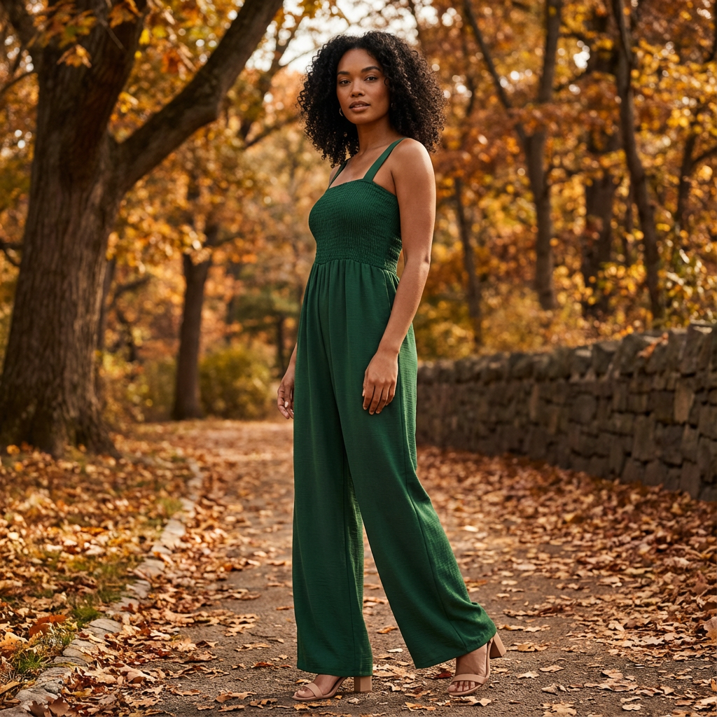Slate Lucia Women’s Jumpsuit | Smocked Bodice, Wide-Leg Silhouette