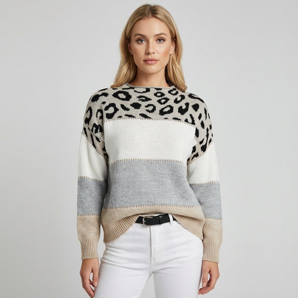 Fern Liora Women’s Knit Sweater | Patterned Design, Relaxed Fit