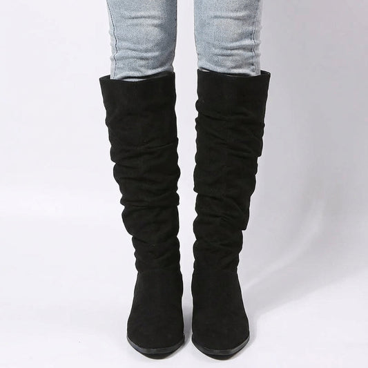 Amber Women's Knee High Boots | Slouchy Design with Block Heel, Relaxed Chic