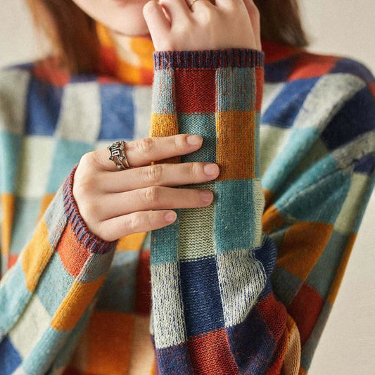 Clara Women's Patchwork Turtleneck - styled view