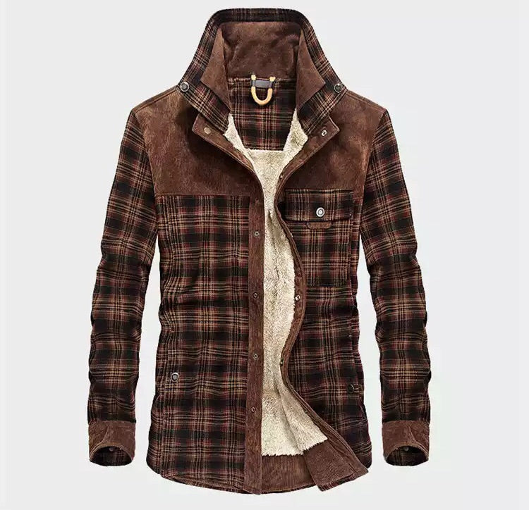 Gray Men's Plaid Jacket - fabric and finish detail