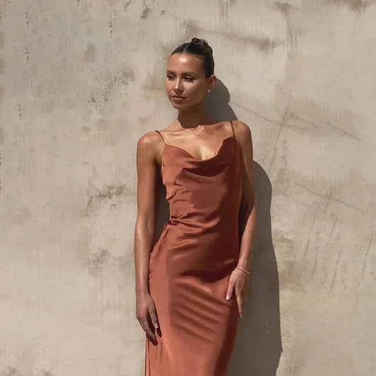 Beatrix Women's Satin Maxi Dress - styled view