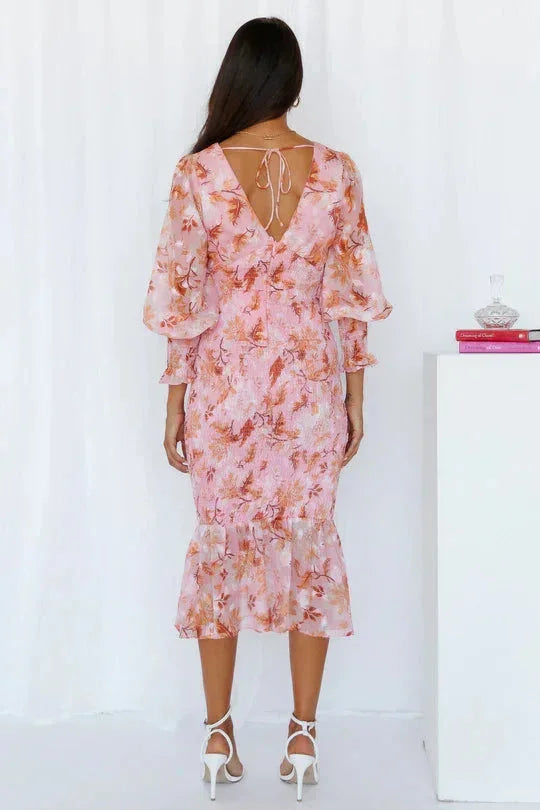 Vera Women's Ruffled Midi Dress - flat lay