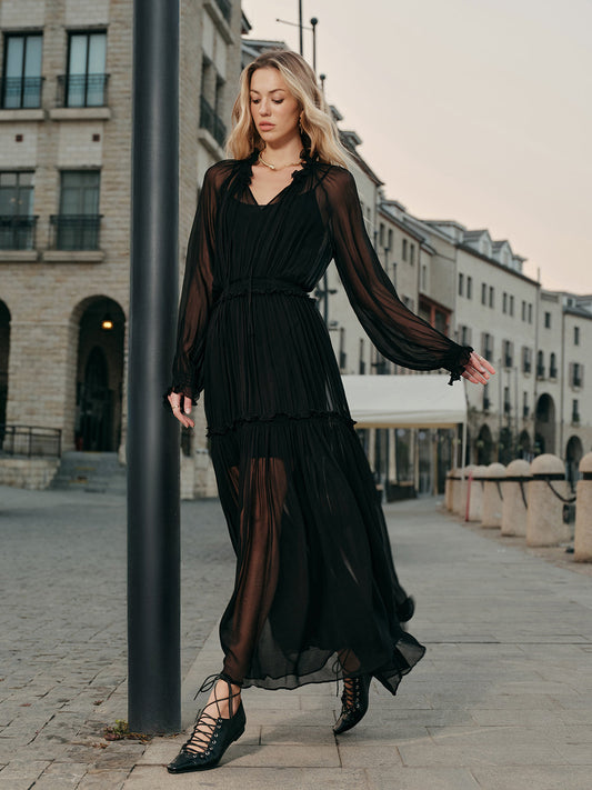 Liana Women's Ruffled Dress - styled view