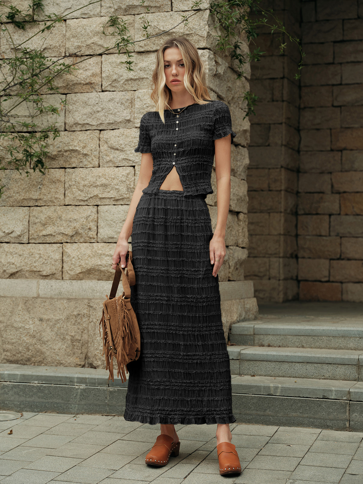 Delphine Women's Ruffled Skirt - styled view
