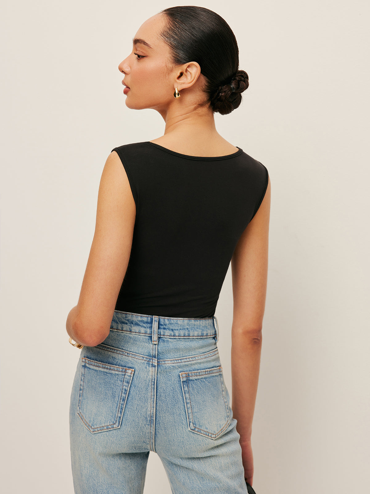 Odette Women's Pleated Tank Top - close-up detail