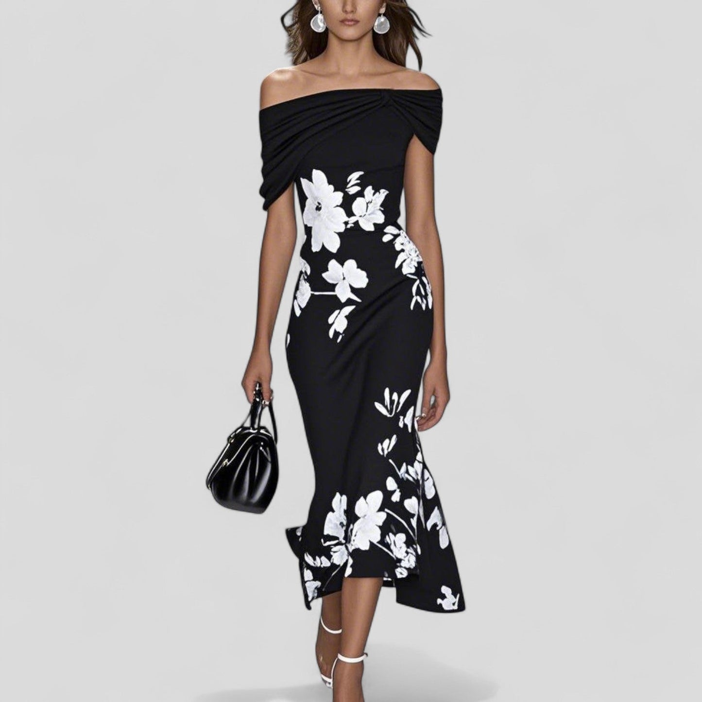 Violette Women's Floral Midi Dress - fabric and finish detail