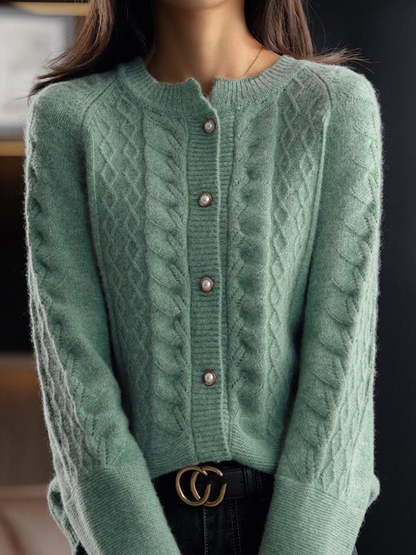 Elena Women's Cable Knit Cardigan - styled view