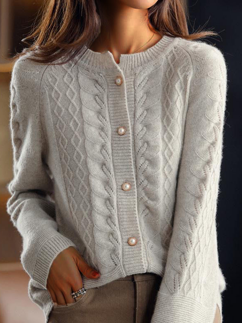 Elena Women's Cable Knit Cardigan - back view