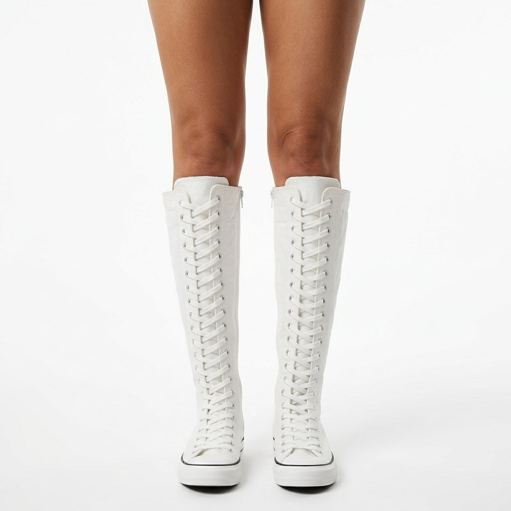 Kira Women's High Top Boots | Comfortable Canvas, Lace-Up Design