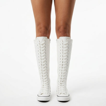 Kira Women's High Top Boots | Comfortable Canvas, Lace-Up Design