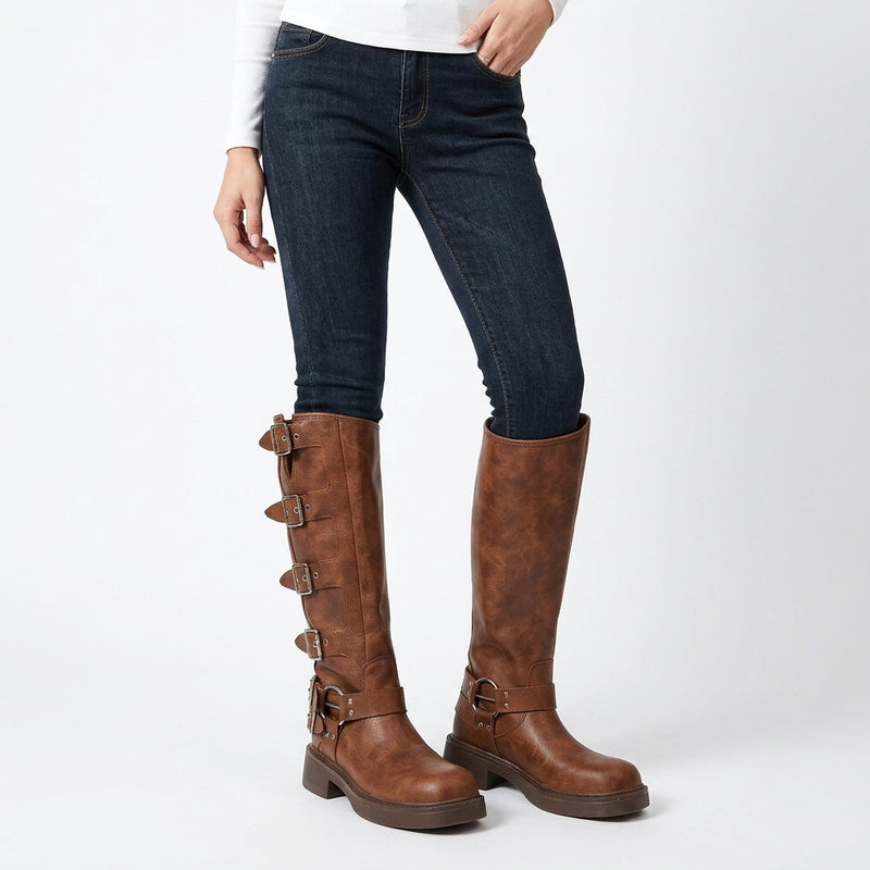 Rosa Women's Cowboy Boots | Leather Chunky Heel, Round Toe