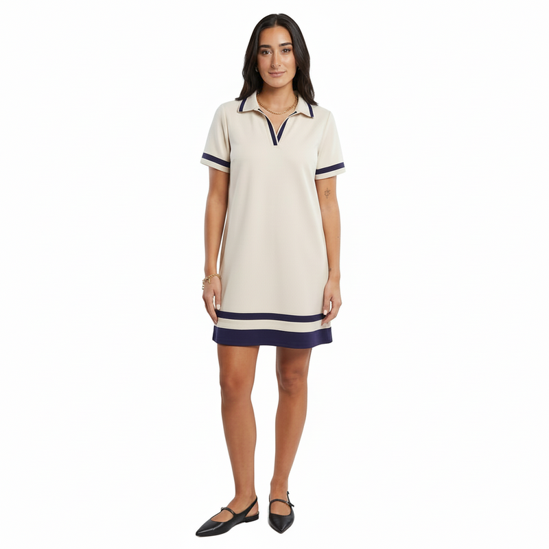 Una Women's Shift Dress | Luxe Knit, Contrast Trim