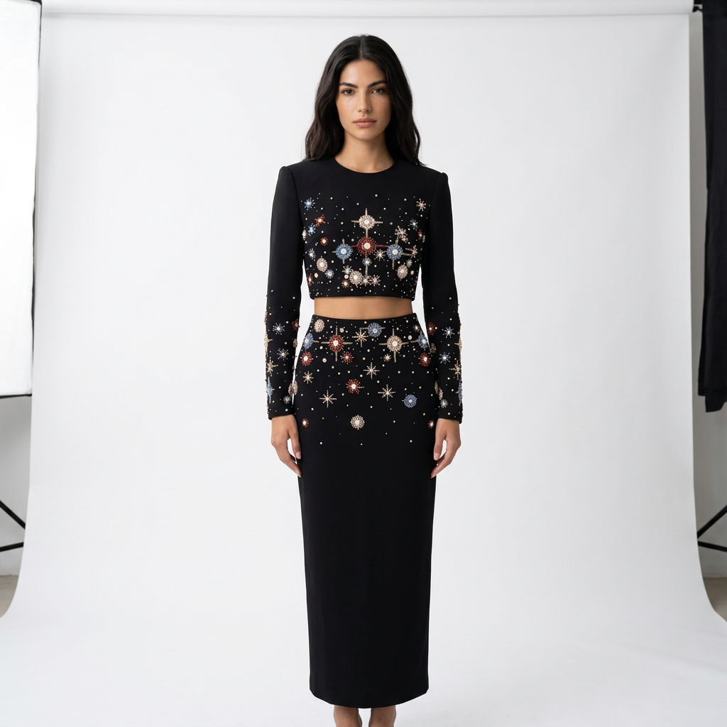 Conjunto de vestido para mujer Cora | Elegante de dos piezas, chaqueta de manga larga, falda lápiz