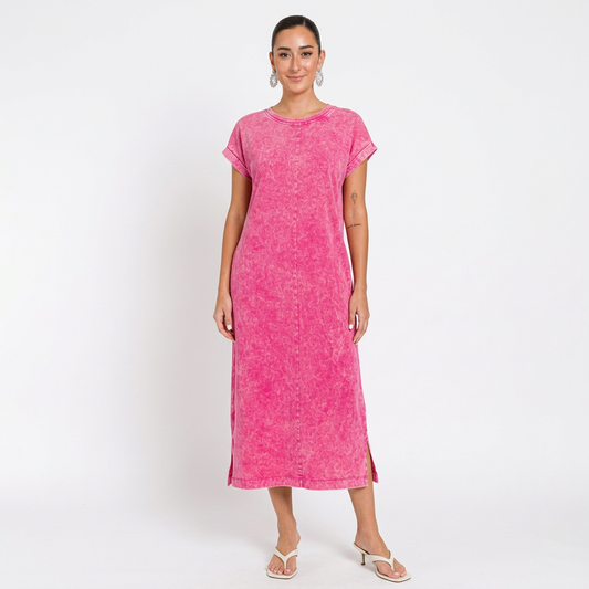 Zola Women's T-Shirt Dress | Exposed Seam, Washed Cotton