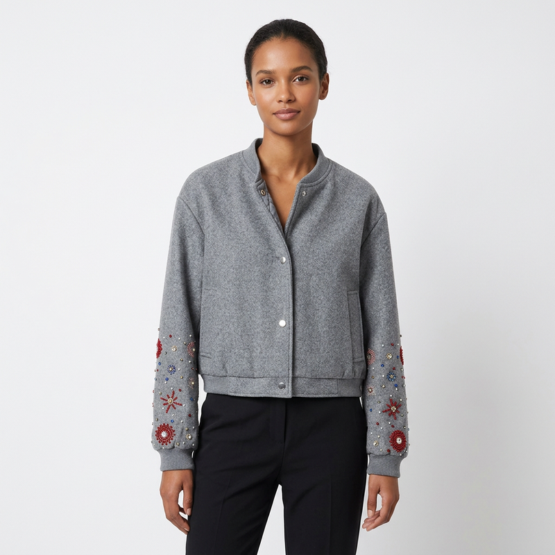 Mila Women's Jacket | Cropped Tweed Bomber, Stylish Design
